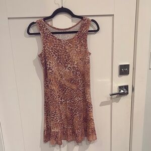 LOGO by Lori Goldstein Brown Animal Print Mini Dress